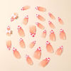 Picture of French Tip Press on Nails Medium Almond Fake Nails with 3D Bow Designs Cute Heart False Nails Glossy Full Cover Glue on Nails Valentines Acrylic Stick on Nails for Women Girls 24 Pcs