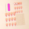 Picture of French Tip Press on Nails Medium Almond Fake Nails with 3D Bow Designs Cute Heart False Nails Glossy Full Cover Glue on Nails Valentines Acrylic Stick on Nails for Women Girls 24 Pcs