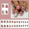 Picture of 24Pcs Christmas Glitter Press on Nails Short Square Snowman French Tip Nude Design Fake Nails Xmas Cute Stick on Nails Winter Holiday Acrylic Glossy False Nails for Women and Girls Glue on Nails