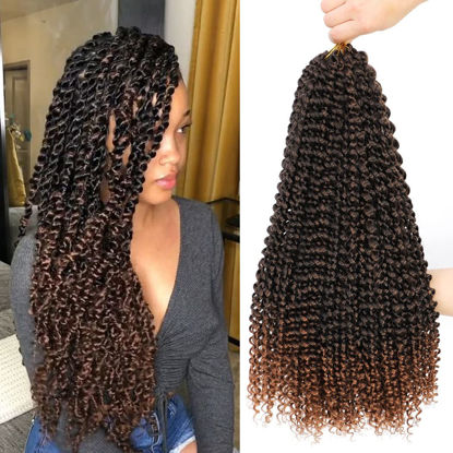 Picture of Dansama Passion Twist Hair Water Wave Braiding Hair for Butterfly Style Crochet Braids Bohemian Hair Extensions (18inch, T1B/30, Economy Pack)
