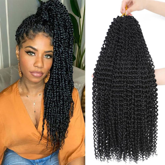 Picture of Dansama 7 Packs Passion Twist Hair Water Wave Braiding Hair for Butterfly Style Crochet Braids Bohemian Hair Extensions (24inch (Pack of 7), #2)