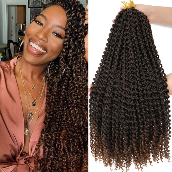 Picture of Dansama Passion Twist Hair Water Wave Braiding Hair for Butterfly Style Crochet Braids Bohemian Hair Extensions (22inch (Pack of 7), T1B/30)