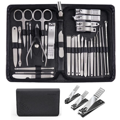 Picture of WOAMA Manicure Set 30 In 1 Nail Clipper Set Nail Kit For Women Men Stainless Steel Manicure Kit Professional with Travel Case