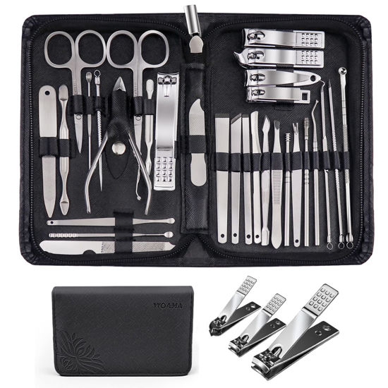 Picture of WOAMA Manicure Set 30 In 1 Nail Clipper Set Nail Kit For Women Men Stainless Steel Manicure Kit Professional with Travel Case