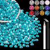 Picture of 1200PCS 6mm Resin Rhinestones in Bulk (Indicolite), Bedazzling Flatback Crystals for Crafts DIY Nail Decoration, Gems Charms for Tumbler Shoes Clothing Fabric with Pickup Pen and Tweezers