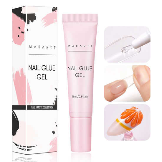 Picture of Makartt Gel Nail Glue: Solid Nail Glue for Press on Nails for Soft Gel Nail Tips 15ML Nail Lamp Needed Multifunctional Nail Tools Strong Adhesive Rhinestone Glue Gel for Nail Charms Nail Gems