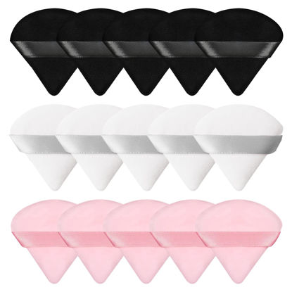 Picture of Pimoys 15 Pieces Powder Puff Face Triangle Makeup Puffs for Loose Powder Setting Powder Foundation Sponge Beauty Makeup Tool