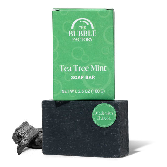 Picture of The Bubble Factory Handmade Soap, All Natural Soap for Women & Men, Hand, Bath & Body Natural Bar Soap, Vegan, Palm Oil Free, Made in USA with Shea Butter + Essential Oils, Tea Tree Mint, Single
