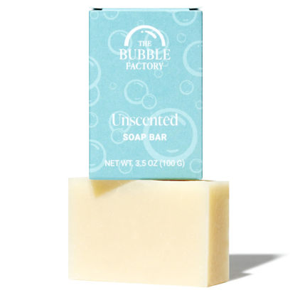 Picture of The Bubble Factory Handmade Soap, All Natural Soap for Women & Men, Hand, Bath & Body Natural Bar Soap, Vegan, Palm Oil Free, Made in USA with Shea Butter + Essential Oils, Unscented, Single