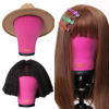 Picture of gexworldwide GEX 20"-24" Canvas Cork Wig Block Mannequin Head for Wig Making Drying Styling Display with Table C Clamp Stand Holder (Rosy 22")