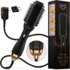 Picture of Professional Dual Voltage Blowout Hair Dryer Brush for European Travel 110V-120V/220V-240V, Black Gold Dryer and Volumizer, Hot Air Brush for Women, 2.4 INCHES Oval Shape