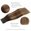 Picture of WENNALIFE (Increase 50% Lifespan) Real Human Hair 14 inch 75g Balayage Chocolate Brown to Caramel Blonde Remy Wire Invisible Fish Line Real Hair Extensions