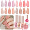 Picture of AZUREBEAUTY Jelly Nail Polish Set Quick Dry Vegan Transparent Nude Pink Purple Brown 4 Colors Sheer Natural Nail Lacquer Fingernail Kit with Top Coat Nail Polish DIY Salon Home