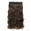 Picture of REECHO 24" 1-pack 3/4 Full Head Curly Wave Clips in on Synthetic Hair Extensions HE008 Hair pieces for Women 5 Clips 4.5 Oz Per Piece - Dark Chocolate Brown