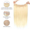 Picture of Sassina Blonde Fish Wire Hair Extensions Real Human Hair Natural Straight with Transparent Wire Hair One Piece for Full Head Bleach Blonde 613# 18 Inch 110 Gram