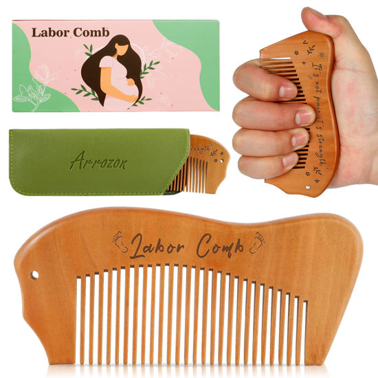 Picture of Arrozon Birthing Comb for Labor and Delivery - Wooden Comb for Pregnancy Contractions and Pain Relief