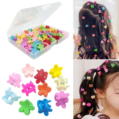 Picture of Tesvyns 50Pcs Mini Flower Hair Clip Colorful Mini Hair Claw Baby Hair Clips Toddler Hair Clips Girls Decorative Bun Tiny hair clips, Assorted Colors (Floral)