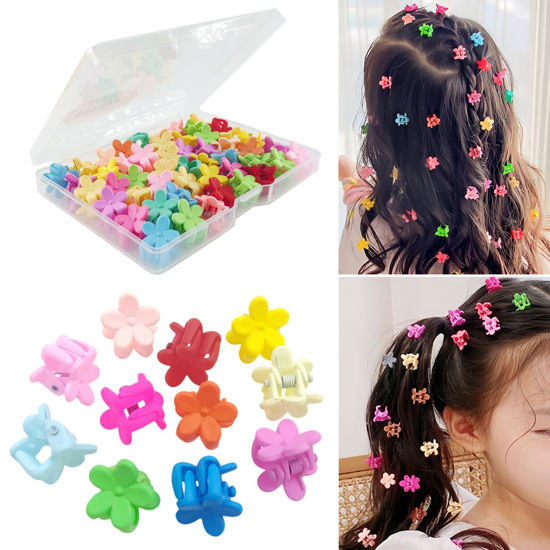 Picture of Tesvyns 50Pcs Mini Flower Hair Clip Colorful Mini Hair Claw Baby Hair Clips Toddler Hair Clips Girls Decorative Bun Tiny hair clips, Assorted Colors (Floral)