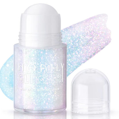 Picture of HOSAILY Roll-on Holographic Body Glitter Gel for Body Face Hair, Chameleon Color Changing Glitter Gel Under Light, Chunky Mermaid Sequins Festival Party Body Shimmer Glitter Makeup (8# Sparkling Pink)