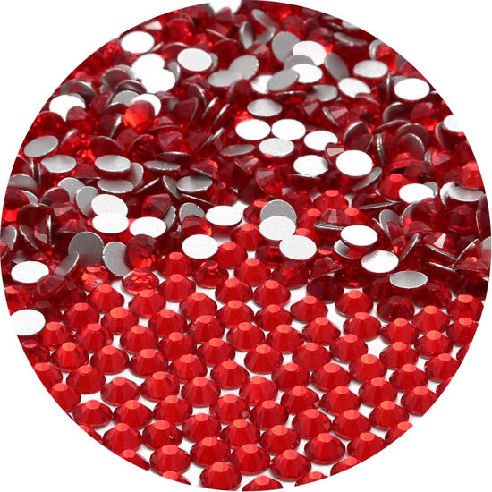Picture of NCB 1500pcs Flatback Round Glass Nail Art Rhinestones Crystal for DIY Making Accessories Shoes, Clothes, Face Art, Bags, Manicure (Siam, SS20 1500pcs)