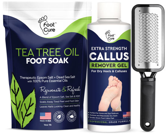 Picture of Tea Tree Foot Soak, Callus Remover Gel - Extra Strength Callus Remover Gel & Foot Soak With Epsom Salts For Calluses, Dry Cracked Heels, Toenail Fungus & Odor - Pedicure for Tired Feet