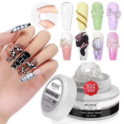 Picture of MIZHSE Clear Solid Builder Gel For Nails, 30g Hard Gel for Nails Non-Sticky Nail Extension Builder Gel, Nail Strengthen Gel 3D Sculpting Gel for Carving Modeling Gel Nail