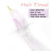 Picture of MISSUHUI Hair Tinsel Kit With Tools 47Inch Fairy Hair Tinsel Heat Resistant 6Pcs 1200Strands Highlights Glitter Hair Extensions Sparkling Shiny Tinsel Hair Extensions for Women Girls Kids (White-Pink)
