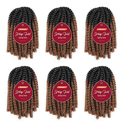 Picture of ROKTRESS Spring Twist Crochet Hair - 14 Inch 6 packs Braiding Ombre Colors Bob spring twist hair Low Temperature Synthetic Fiber Fluffy Hair Extensions (14 Inch,OT30)