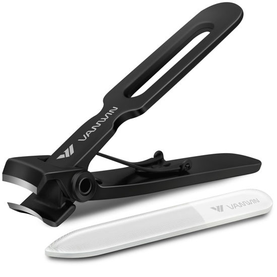 Picture of VANWIN Nail Clippers for Thick Nails, 16mm Wide Jaw Opening Oversized Toenail Clippers Cutter with Sharp Curved Blade and Nail File, Heavy Duty Stainless Steel Fingernail Clippers for Seniors Elderly