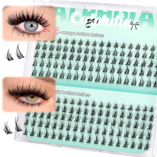 Picture of Bottom Lashes Manga Fairy Bottom Lash Clusters DIY Eyelash Extension 5-8mm Bottom Eyelashes Individual 2 Styles Natural Lower Lashes Clusters for Bottom Lash Extensions by calphdiar