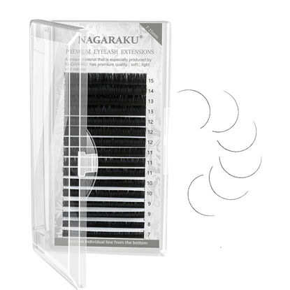 Picture of NAGARAKU Eyelash Extensions Individual Lashes 0.03 DD curl 7-15mm Mix Tray Classic Matte Black Soft Natural Faux Mink 16 rows