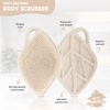 Picture of Sndyi Silicone Body Scrubber, Gentle Exfoliating Body Scrubber for Sensitive Skin, Leaf Shaped Shower Scrubber for Body with Lathering Bristles, Silicone Loofah Body Brush for Showering, Oatmeal