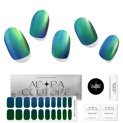 Picture of Adora Couture Semi Cured Gel Nail Strips |20pcs DuoChrome Color Shifting Chameleon Glaze Nail Strips | Gel Nail Stickers with UV Light Required (DuoChrome Pine)