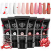 Picture of modelones Poly Nail Gel Set, 6 Colors Nude Pink Brown Daily Collection Poly Extension Gel Set Builder Nail Gel French Manicure DIY Design Nail Art Home Salon Beauty Gift