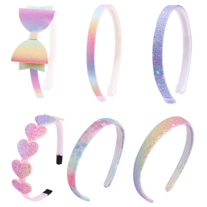 Picture of Lizioo Girls Headbands Glitter Kids Headbands Bow/Heart/Star Headbands Sweet Hairband For Toddler/Girls/Teens