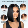 Picture of Wear and Go Glueless Bob Wig Human Hair Pre Plucked Pre Cut 180% Density 5x5 HD Transparent Lace Front Wigs Human Hair for Black Women Short Straight Bob Wigs No Glue Lace Closure Wigs 10 Inch