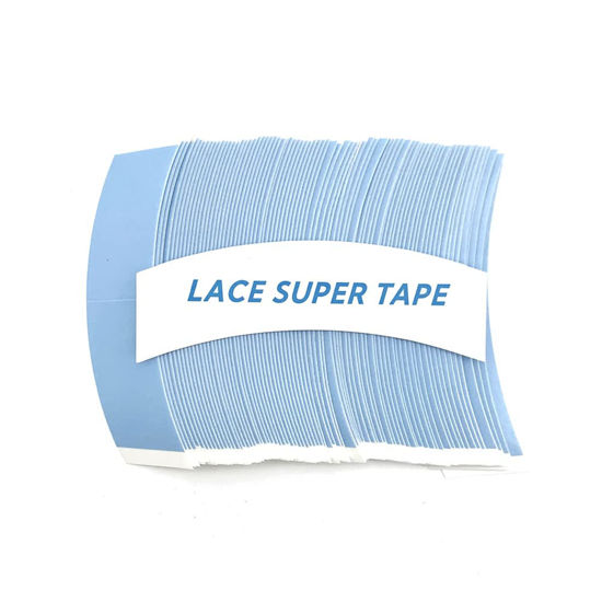Picture of Eumos 80pcs Wig Tape for Lace Wigs Lace Front Wig Tape Double Sided Waterproof Lace Wigs Adhesive Tape Strong Hold Clear Lace Tape for Lace Wig Toupee Hairpiece (Blue)