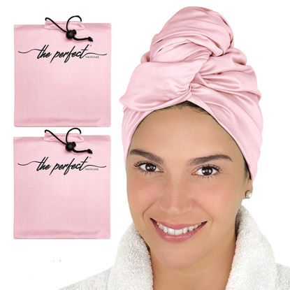 Picture of Microfiber Hair Towels Wrap for Women - Smooth as Silk - Anti-Frizz for Curly, Wavy, Straight Hair Girls - Plopping Essential - Fast Drying - Easier to Use Than a T-Shirt - 2 pack