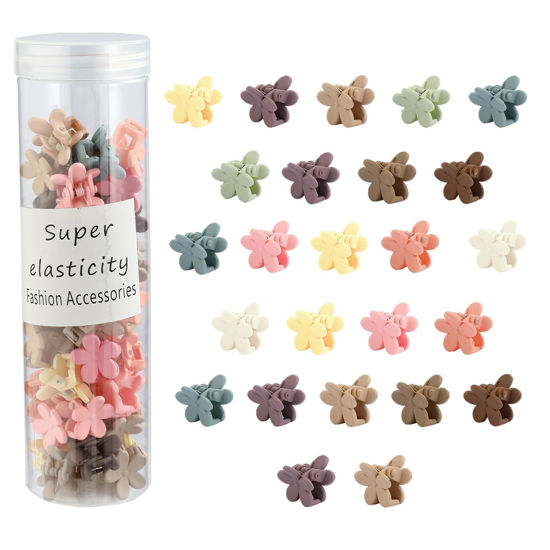 Picture of Kasmena 50Pcs Mini Flower Hair Accessories - Cute Tiny Claw Clips for Fine Hair Styling, Strong Grip Colorful Clips, Christmas Gifts for Women and Girls