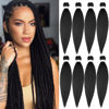 Picture of Pre Stretched Braiding Hair Natural Black Long Braiding Hair 32 Inch 8 Packs Braiding Hair Extensions Professional Synthetic Fiber Crochet Twist Braids(32inch,#1B)