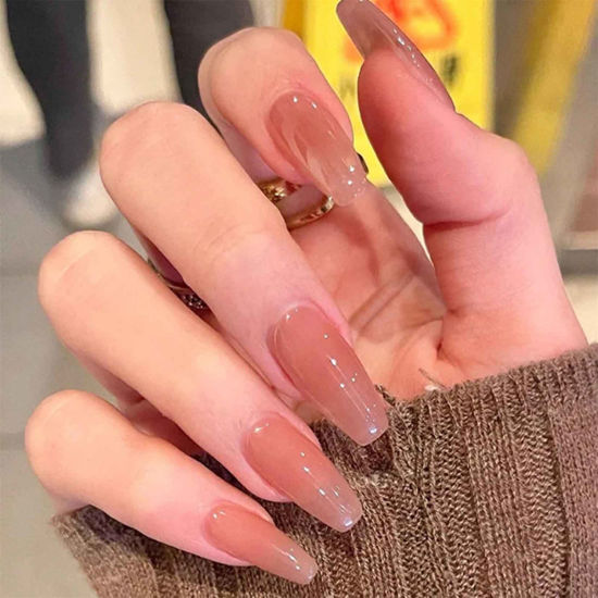 Picture of Hkanlre Coffin Long Press on Nails Ballerina Nude Fake Nails Acrylic Full Cover Pure False Nails for Women and Girls 24PCS