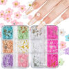 Picture of 3D Flower Nail Charms for Nails Colorful Flowers Flatback Nail Rhinestones White Pink Green Blue Acrylic Flower with Metal Golden Beads Round Pearls Nail Art Supplies Manicure DIY Nail Decorations