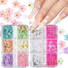 Picture of 3D Flower Nail Charms for Nails Colorful Flowers Flatback Nail Rhinestones White Pink Green Blue Acrylic Flower with Metal Golden Beads Round Pearls Nail Art Supplies Manicure DIY Nail Decorations