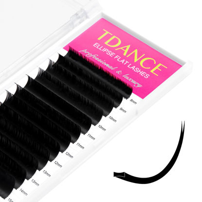 Picture of TDANCE Classic Lash Extensions Flat Lashes Eyelash Extensions 0.15mm DD Curl Ellipse Eyelash Extensions 8-15mm Mixed Black Matte Individual Lashes Salon Use(Flat,DD-0.15,8-15mm)