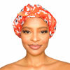 Picture of GRACE & COMPANY Luxury Shower Cap For Women - 100% Waterproof, Reusable, Washable & Breathable Shower Caps - Clementine