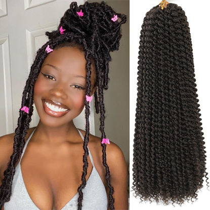 Picture of Passion Twist Hair 18 Inch 8 Packs Water Wave Crochet Hair Curly Braiding Hair For Butterfly Locs Long Bohe Crochet Braids (18 Inch (Pack of 8), 4#)