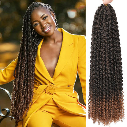 Picture of Passion Twist Crochet Hair Brown 30 Inch 8 Packs Long Passion Twist Hair Water Wave Braiding Hair Curly Spring Twist Hair Synthetic Hair Extension (30 Inch (Pack of 8), T30)
