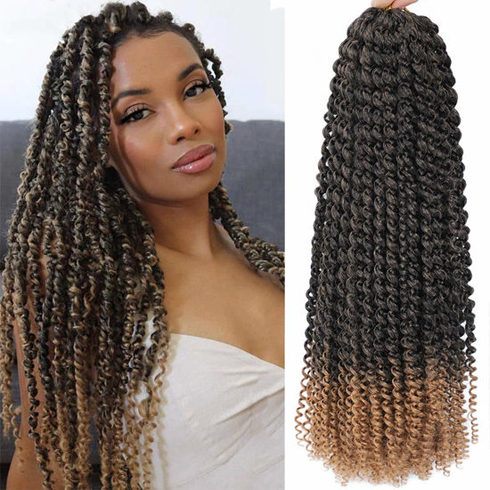 Picture of Passion Twist Hair 24 Inch 8 Packs Passion Twist Crochet Hair For Black Women Water Wave Braiding Hair Bohemain Long Spring Twist Hair Synthetic Hair Extension (24 Inch (Pack of 8), T27)