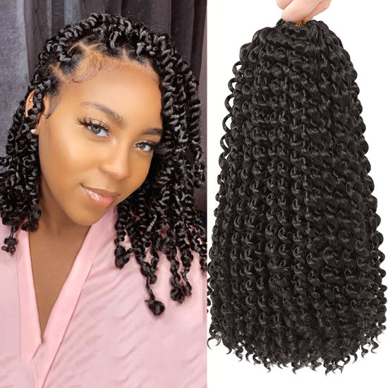 Picture of Alrence Passion Twist Hair 14 Inch 8 Packs Water Wave Crochet Hair Curly Braiding Hair For Butterfly Locs Long Bohe Crochet Braids (14 Inch (Pack of 8), 4#)
