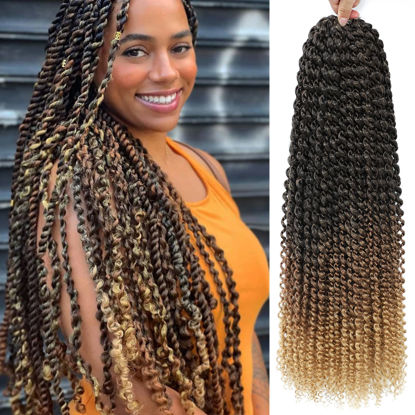 Picture of Ombre Passion Twist Hair 24 Inch 8 Packs Passion Twist Crochet Hair For Women Water Wave Braiding Hair Long Spring Twist Hair Synthetic Hair Extension (24 Inch (Pack of 8), 1B/30/27)